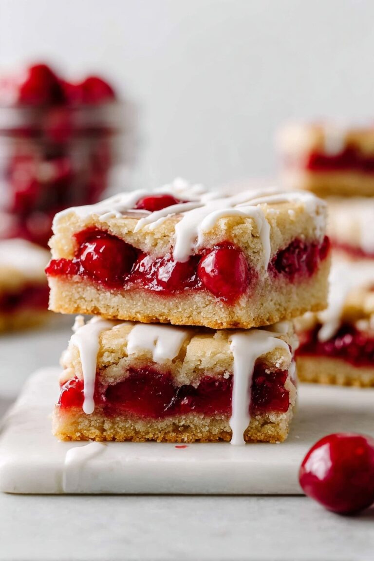 Cherry Pie Bars with Almond Glaze Recipe