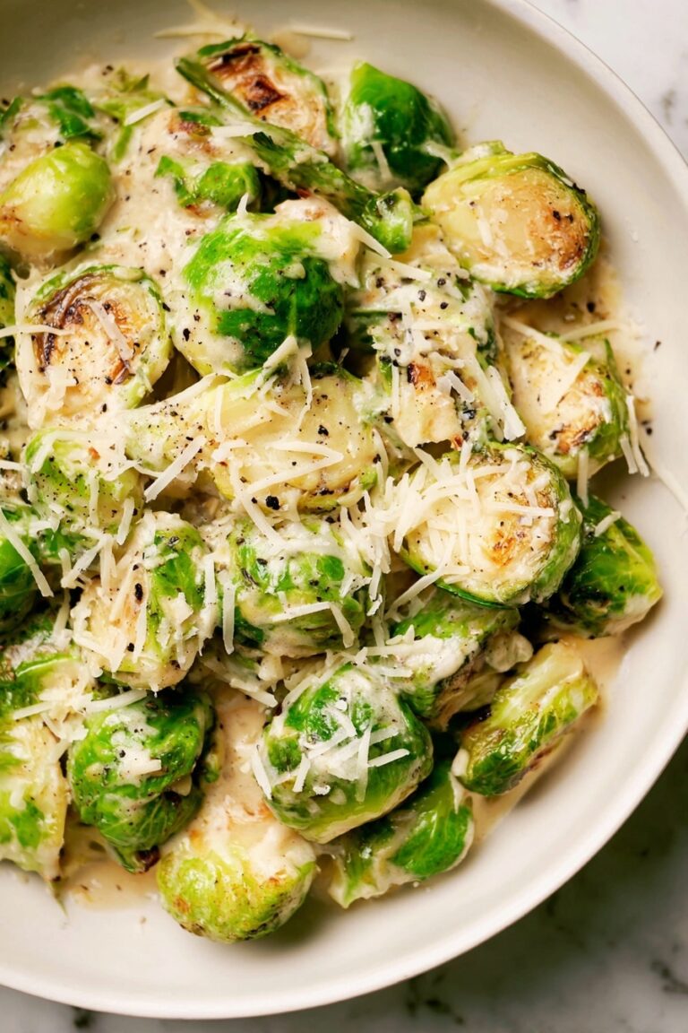 Creamy Parmesan Garlic Brussels Sprouts Recipe