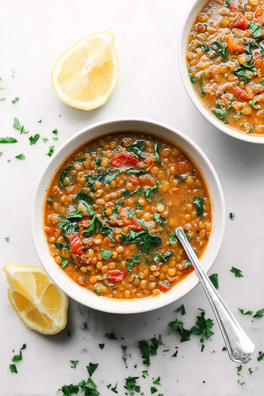 Hearty Lentil Soup with Spinach and Spices Recipe - Serving Suggestion
