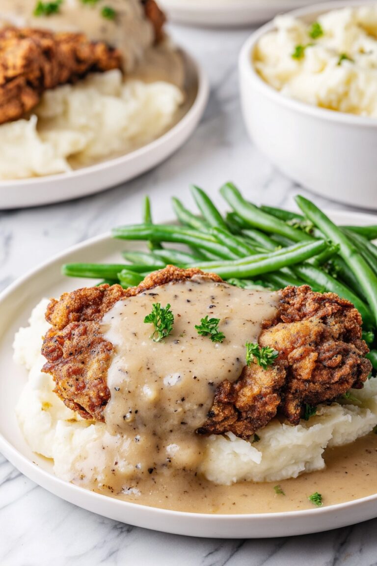 Air Fryer Chicken Fried Steak with Cream Gravy Recipe