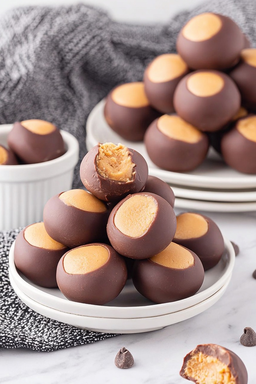 Easy Chocolate Peanut Butter Buckeyes Recipe - Serving Suggestion