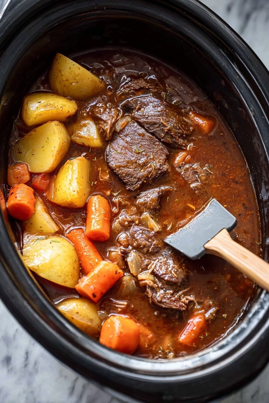 Slow Cooker Pot Roast with Gravy Recipe - Serving Suggestion