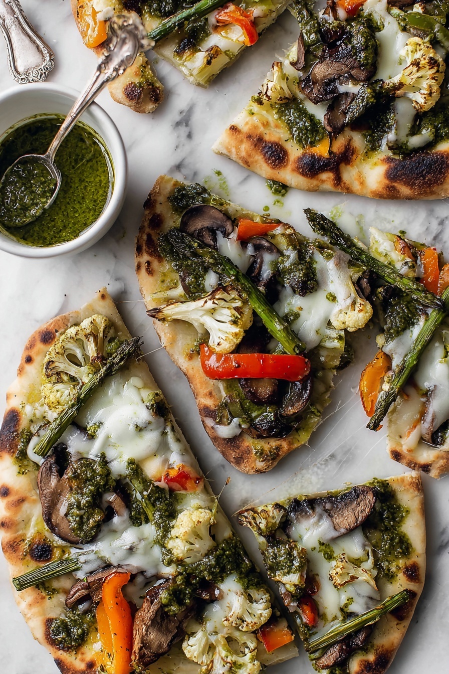 Grilled Vegetable Naan Pizza with Chimichurri Recipe - Serving Suggestion