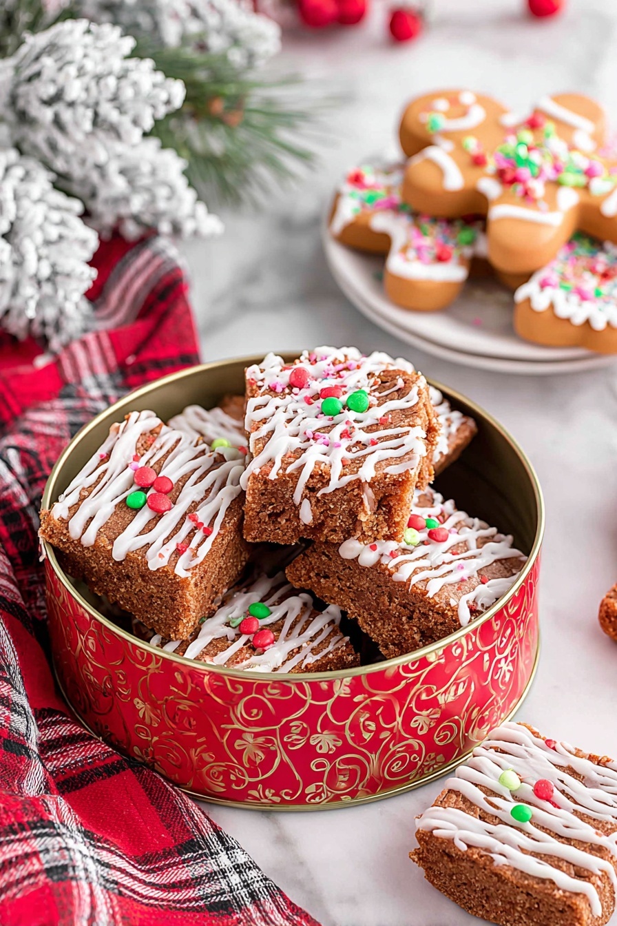 Gingerbread Blondies with White Chocolate Drizzle Recipe - Serving Suggestion