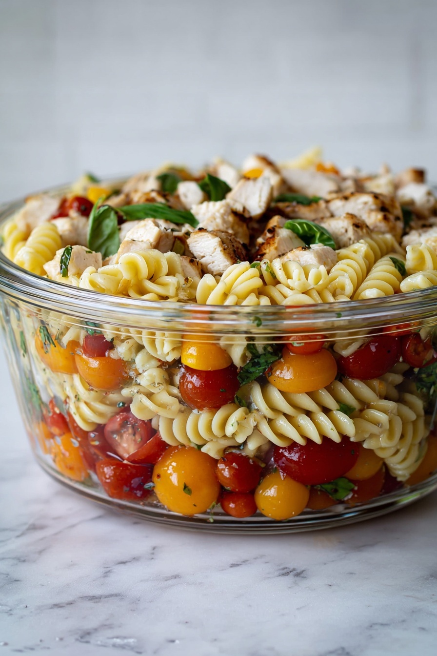 Grilled Chicken Caprese Pasta Salad Recipe - Serving Suggestion