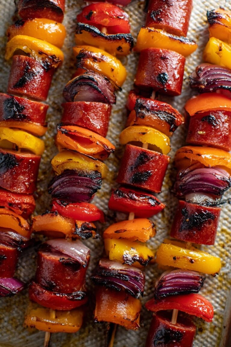 Hot Honey BBQ Sausage Skewers Recipe