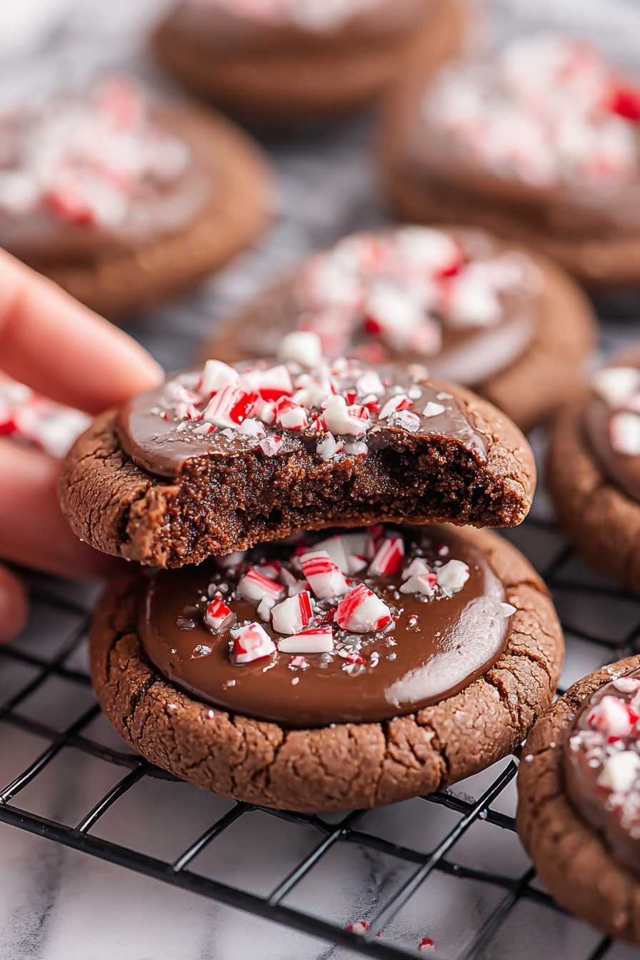 Peppermint Thumbprint Cookies with Chocolate Almond Recipe - Recipe Image