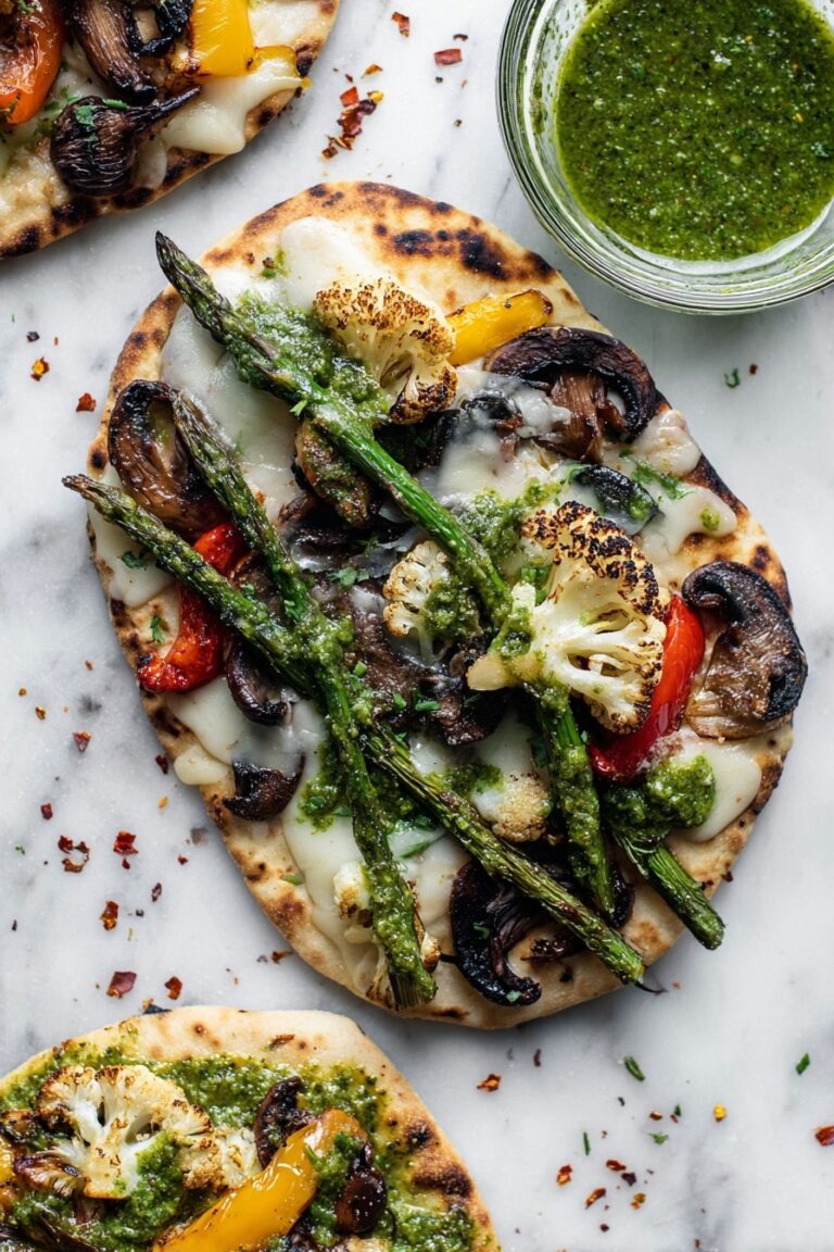 Grilled Vegetable Naan Pizza with Chimichurri Recipe
