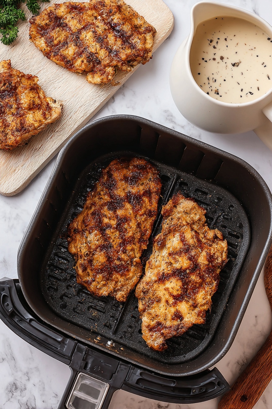 Air Fryer Chicken Fried Steak with Cream Gravy Recipe - Serving Suggestion