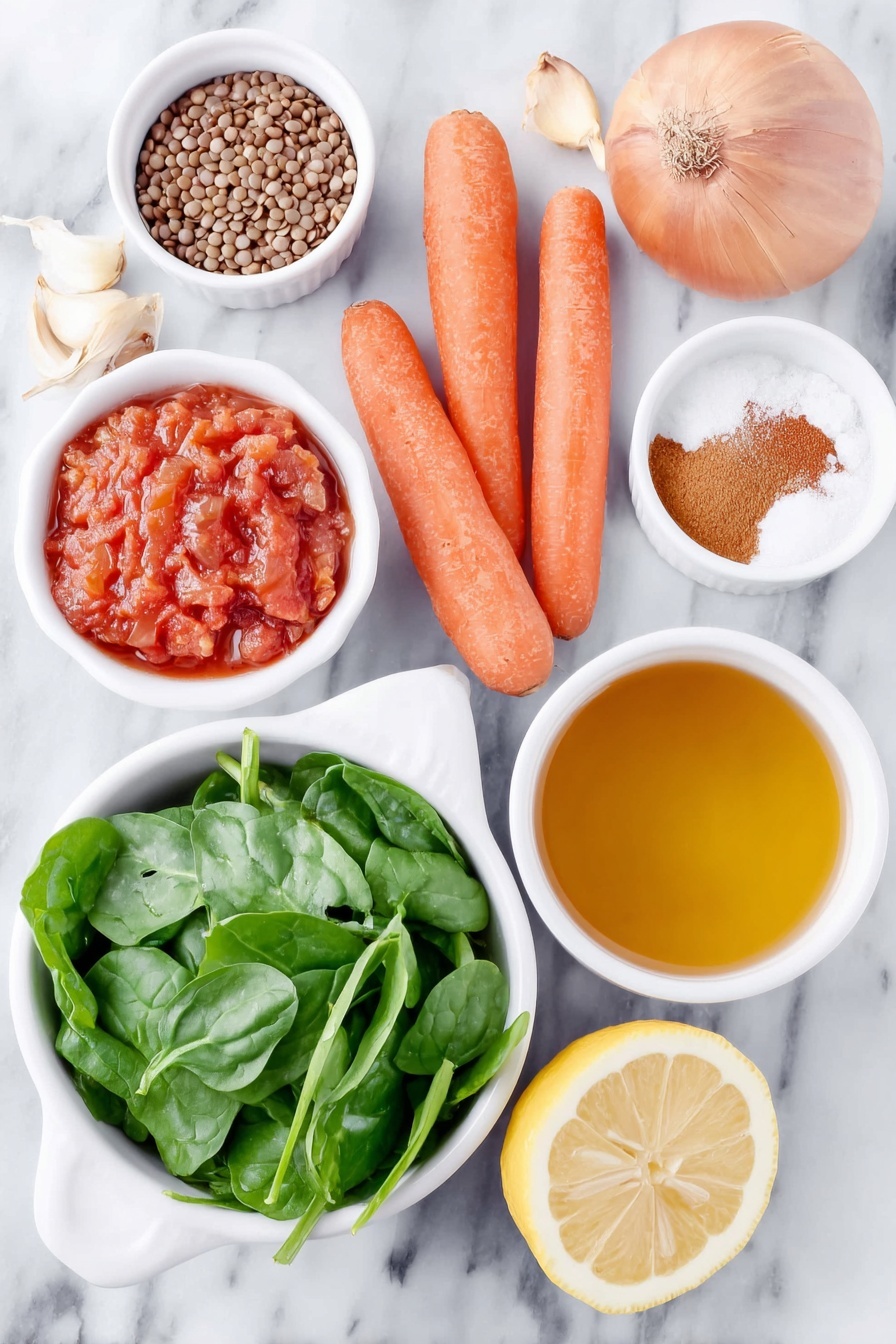 Hearty Lentil Soup with Spinach and Spices Recipe - Ingredients