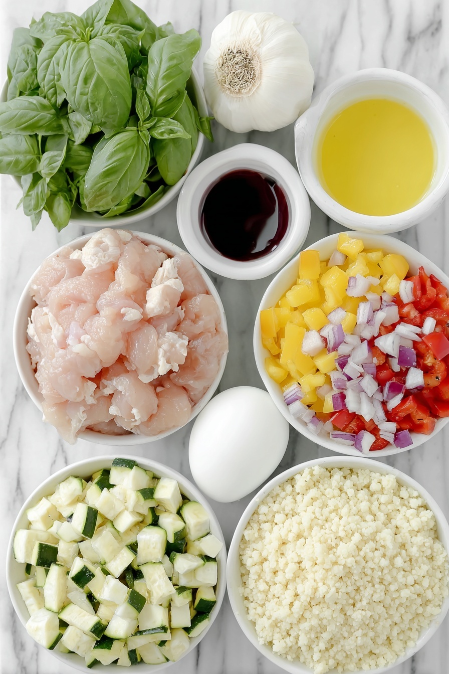 Grilled Chicken Skewers with Basil Couscous Recipe - Ingredients