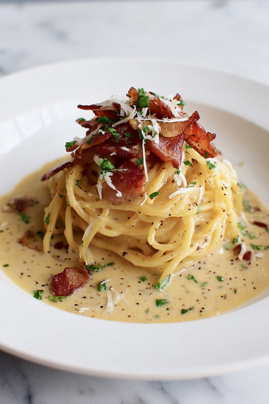 Miso Bacon Pasta Carbonara Recipe - Serving Suggestion