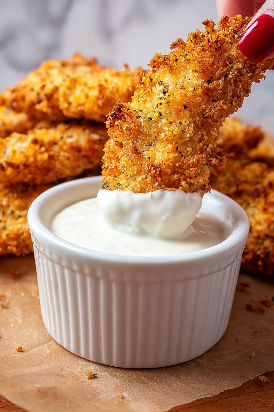 Oven Baked Chicken Tenders with Garlic Yogurt Sauce Recipe - Serving Suggestion