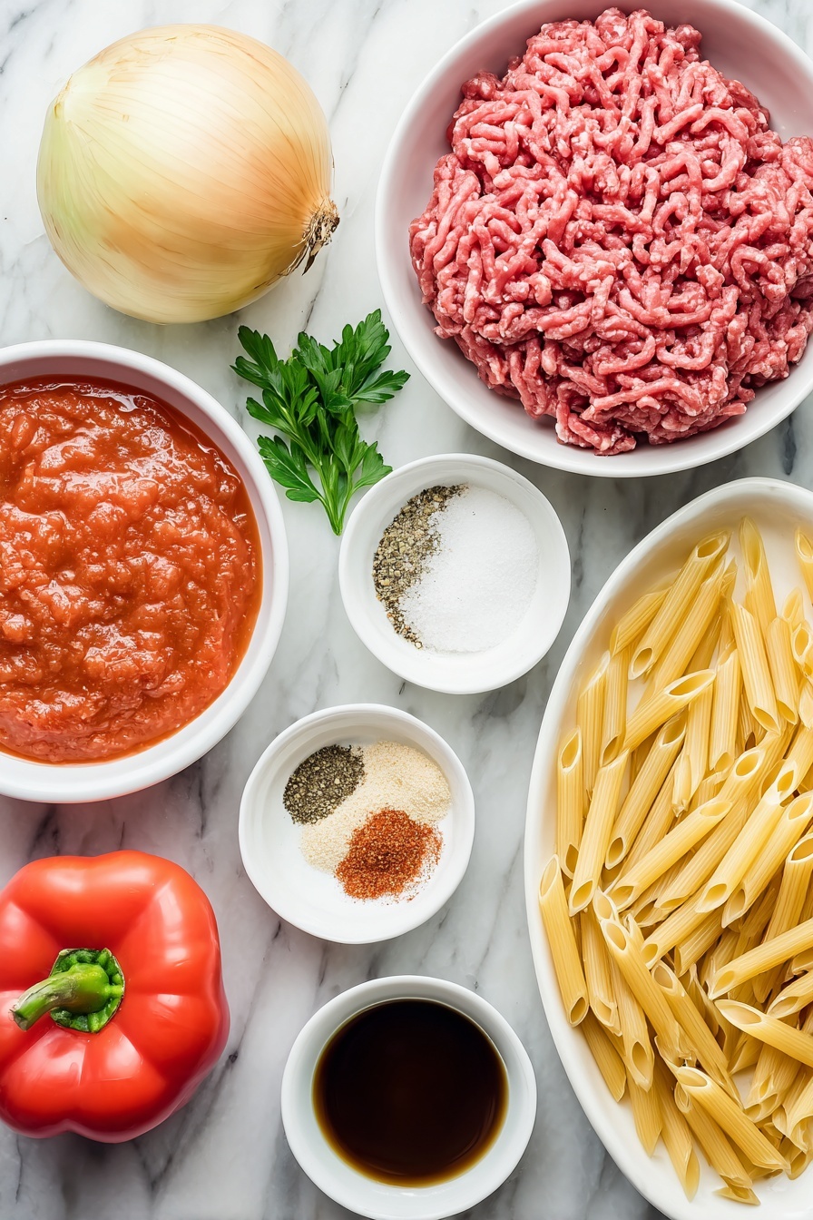 Sloppy Joe Pasta Skillet Recipe - Ingredients
