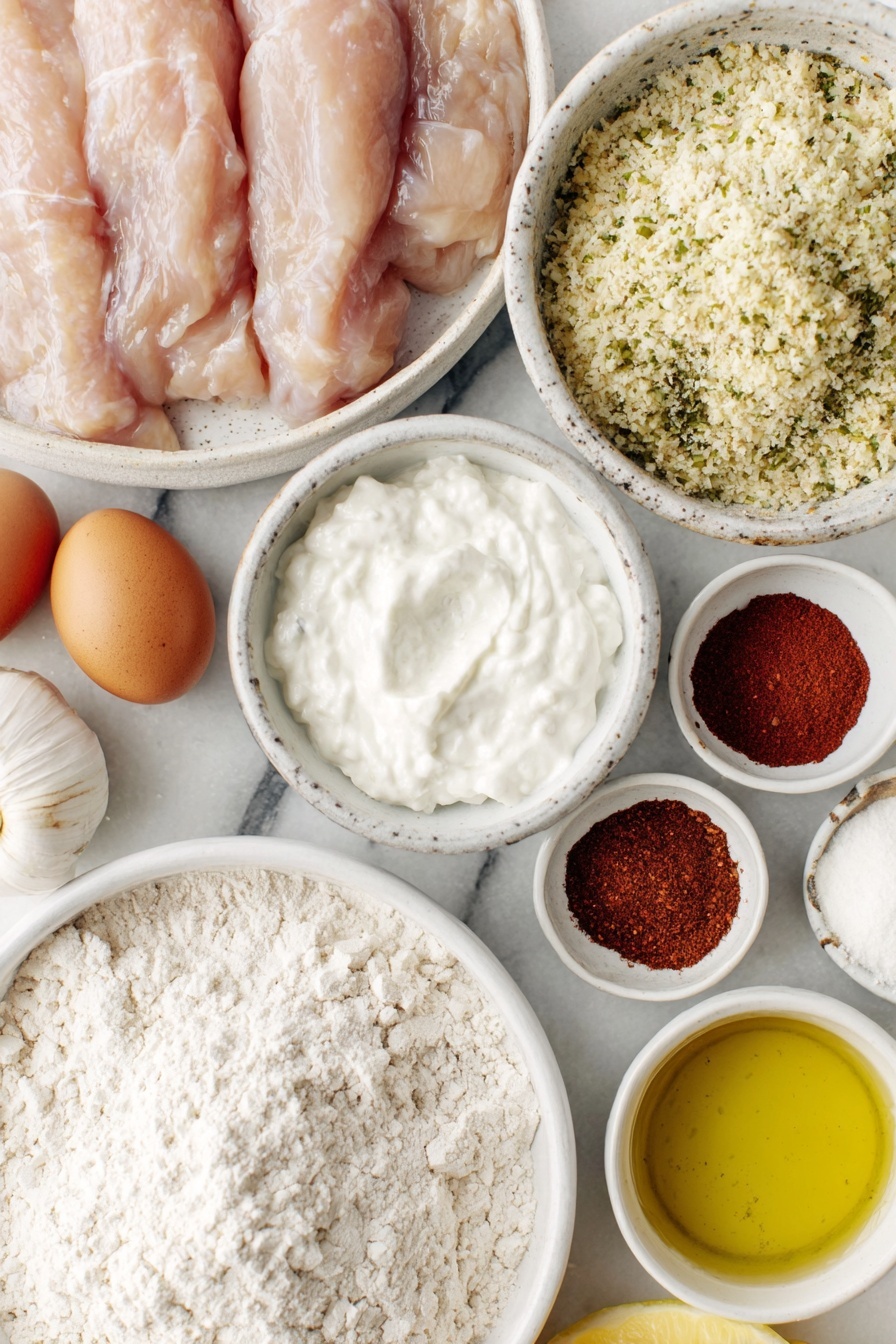 Oven Baked Chicken Tenders with Garlic Yogurt Sauce Recipe - Ingredients